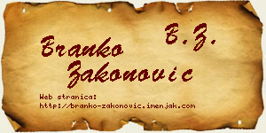 Branko Zakonović vizit kartica